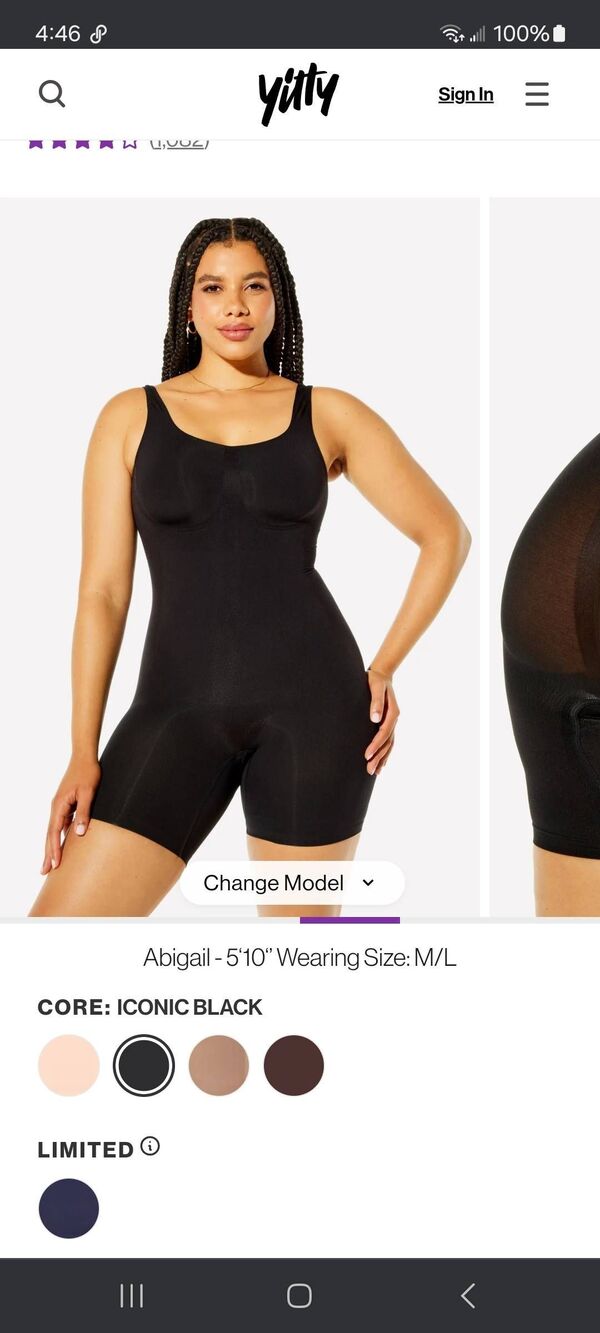 New M/L Fabletics Yitty Iconic Black Nearly Naked Shaping Bodysuit Shapewear